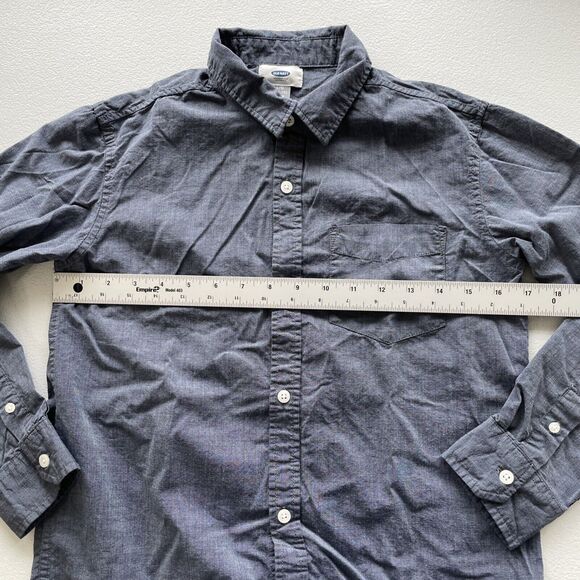 Old Navy Boys Long Sleeve Button Down Shirt Kids Size L (10-12) Regular Fit Blue - Picture 5 of 10